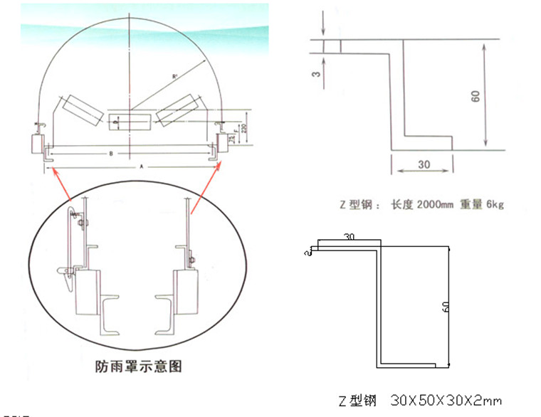 皮（pí）帶（dài）機防雨罩（zhào）安裝示意圖
